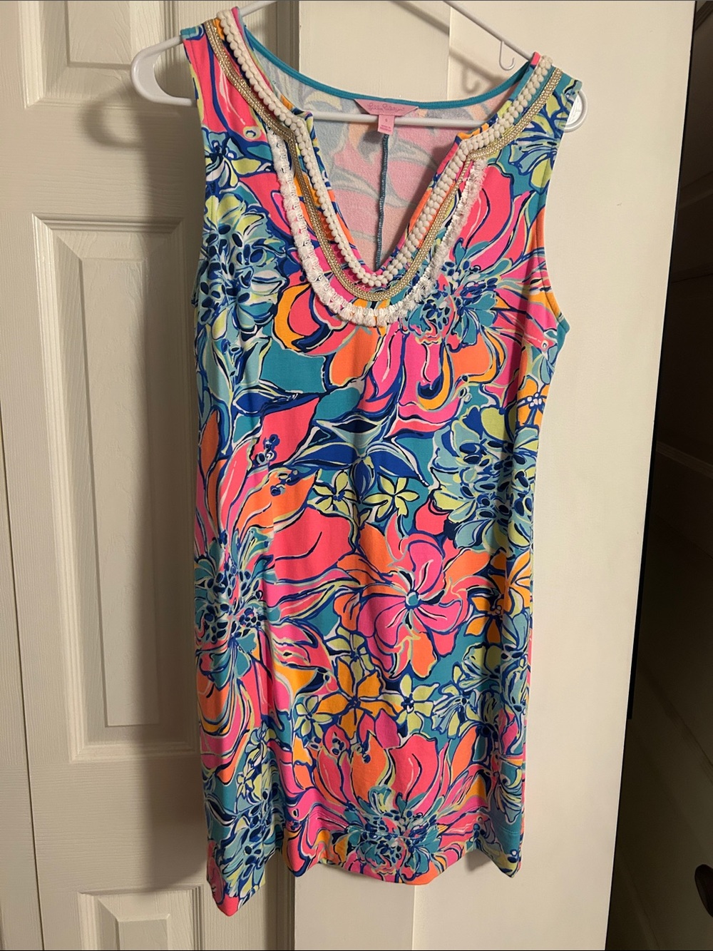 Lilly Pulitzer Sleeveless Floral Shift Dress in Turquoise, Pink, Orange